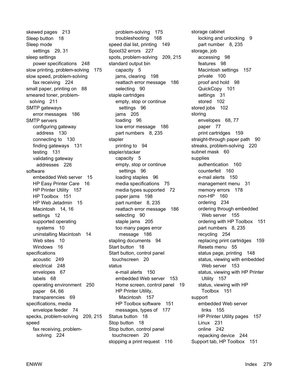 HP LaserJet M4345 Multifunction Printer series User Manual | Page 291 / 296