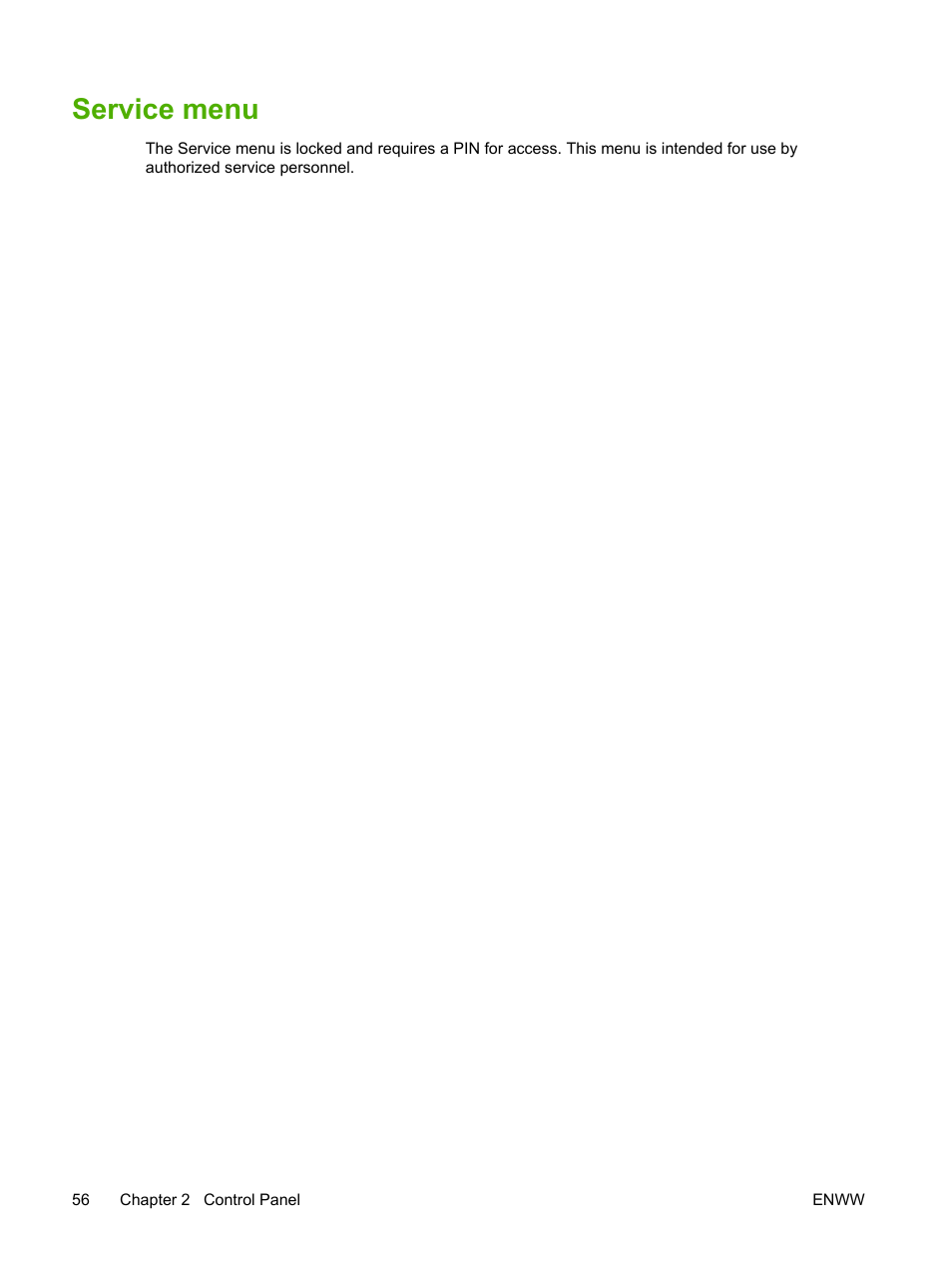 Service menu | HP LaserJet M4345 Multifunction Printer series User Manual | Page 68 / 296