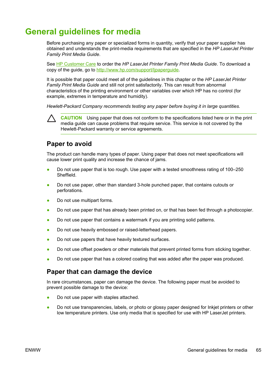 General guidelines for media, Paper to avoid, Paper that can damage the device | Paper to avoid paper that can damage the device | HP LaserJet M4345 Multifunction Printer series User Manual | Page 77 / 296