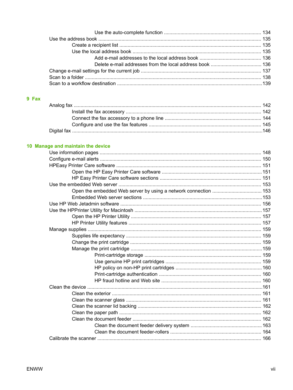 HP LaserJet M4345 Multifunction Printer series User Manual | Page 9 / 296