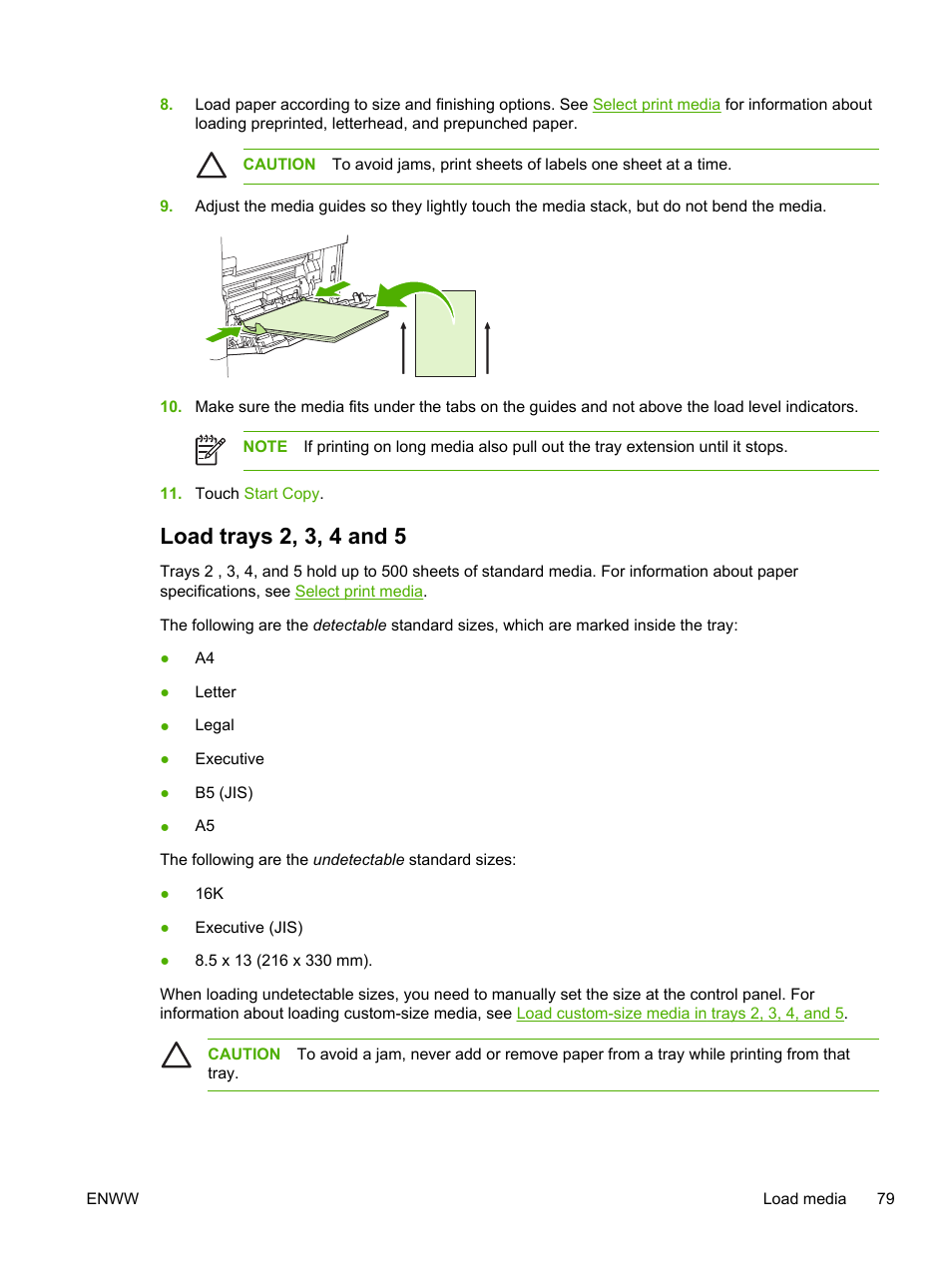 Load trays 2, 3, 4 and 5 | HP LaserJet M4345 Multifunction Printer series User Manual | Page 91 / 296
