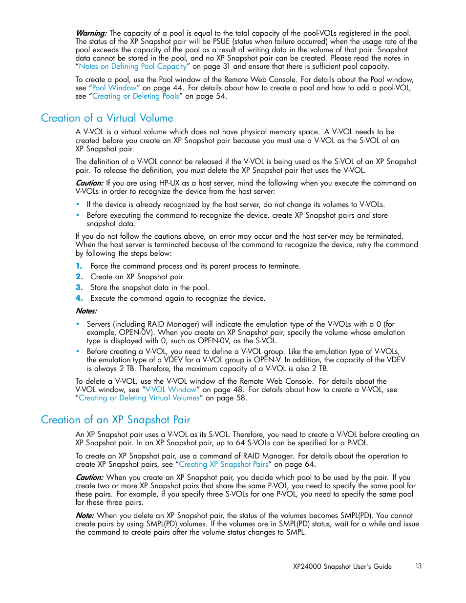 Creation of a virtual volume, Creation of an xp snapshot pair | HP StorageWorks XP Remote Web Console Software User Manual | Page 13 / 82