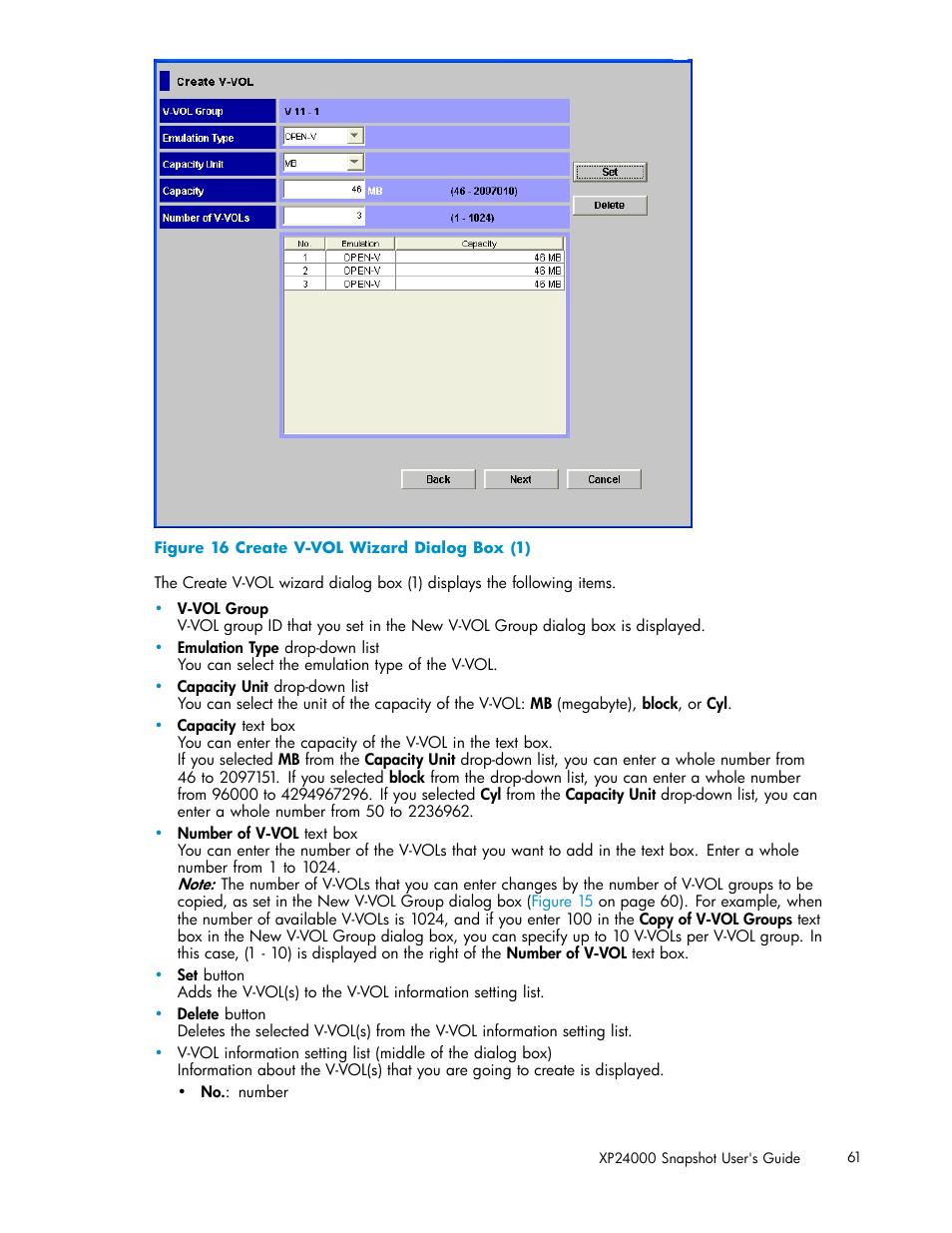 Create v-vol wizard dialog box (1), Figure 16 | HP StorageWorks XP Remote Web Console Software User Manual | Page 61 / 82