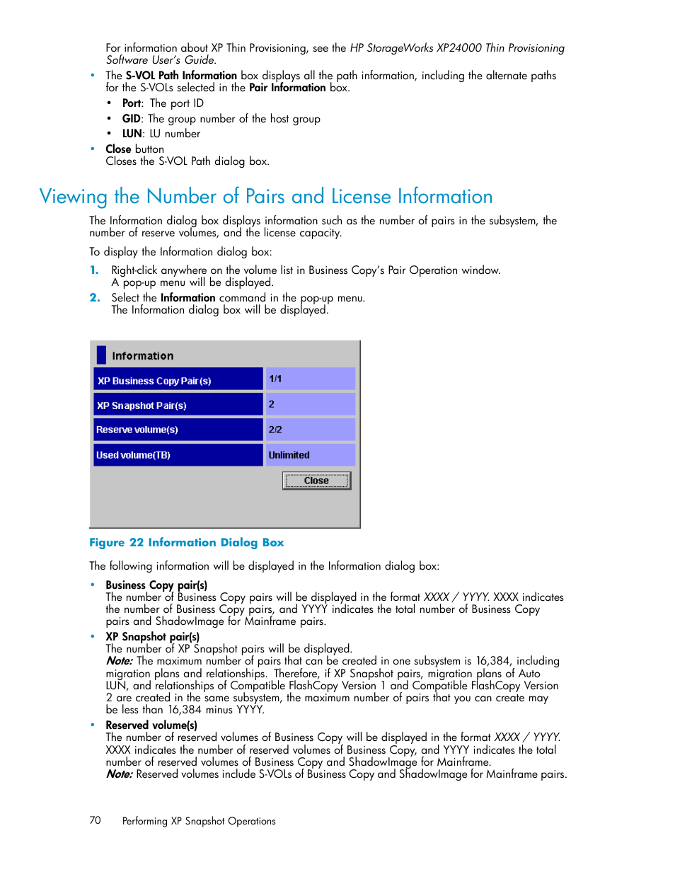 Information dialog box, Figure 22 | HP StorageWorks XP Remote Web Console Software User Manual | Page 70 / 82
