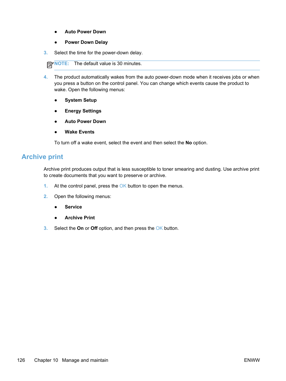 Archive print | HP LaserJet Pro 400 color Printer M451 series User Manual | Page 144 / 242