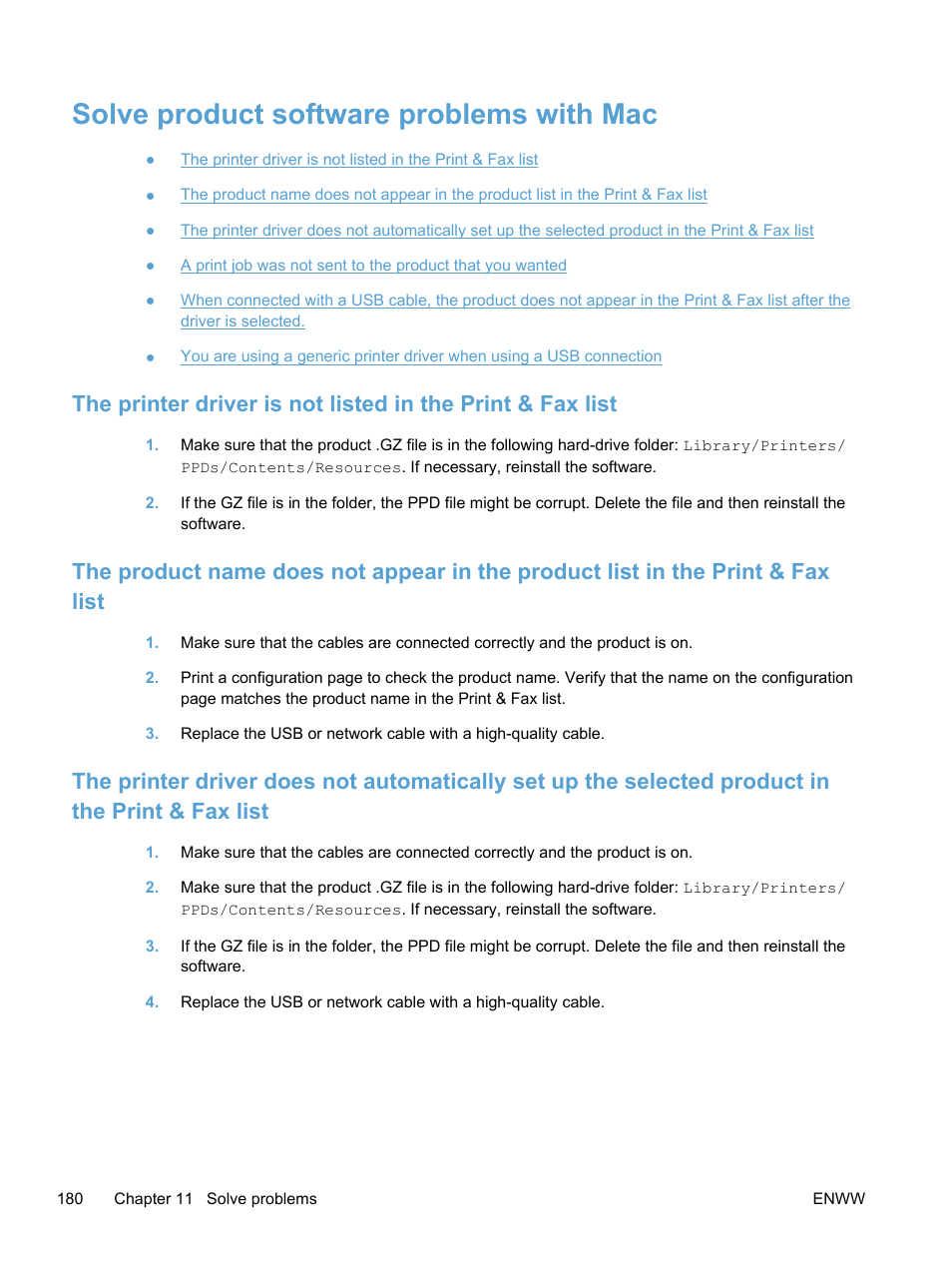 Solve product software problems with mac | HP LaserJet Pro 400 color Printer M451 series User Manual | Page 198 / 242