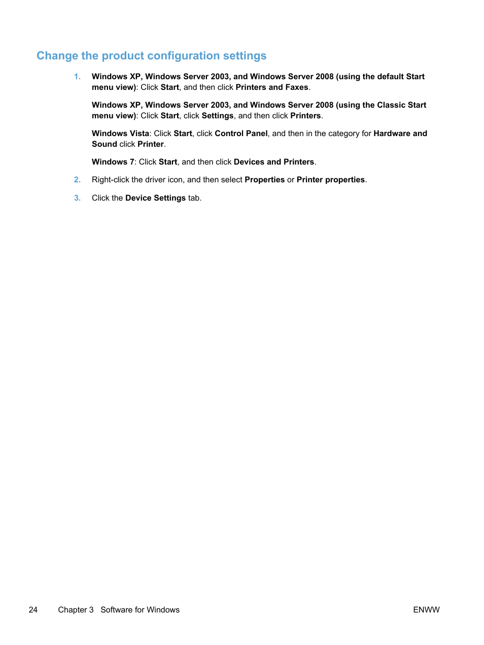 Change the product configuration settings | HP LaserJet Pro 400 color Printer M451 series User Manual | Page 42 / 242