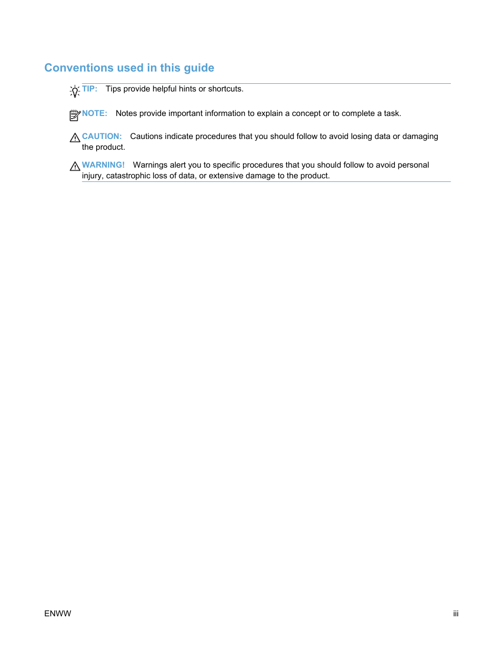 Conventions used in this guide | HP LaserJet Pro 400 color Printer M451 series User Manual | Page 5 / 242