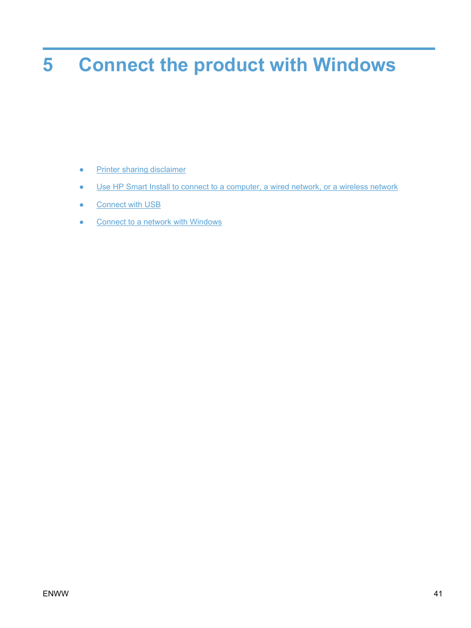 Connect the product with windows, 5 connect the product with windows, 5connect the product with windows | HP LaserJet Pro 400 color Printer M451 series User Manual | Page 59 / 242
