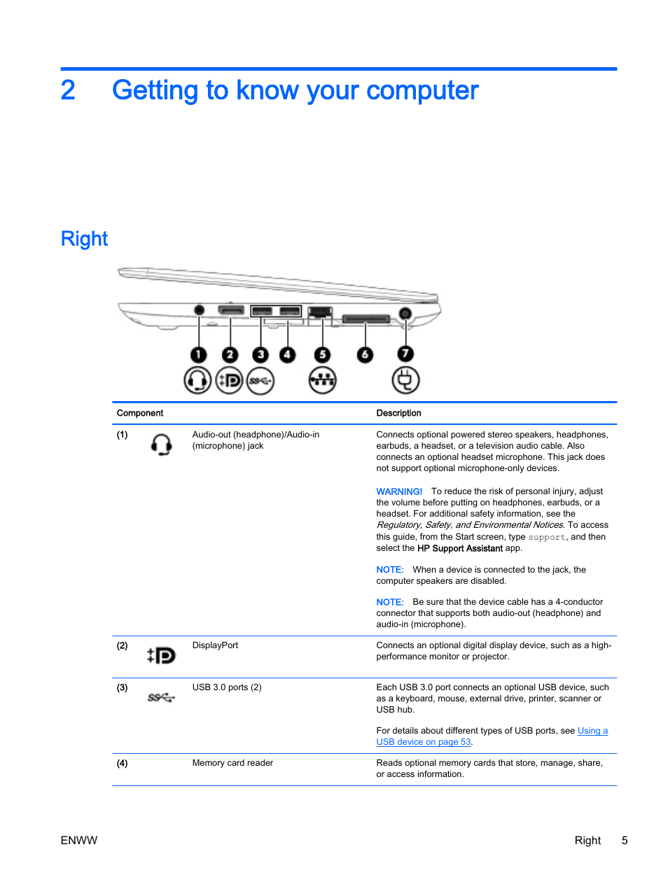 Getting to know your computer, Right, 2 getting to know your computer | Getting to know your, 2getting to know your computer | HP EliteBook 725 G2 Notebook PC User Manual | Page 15 / 114