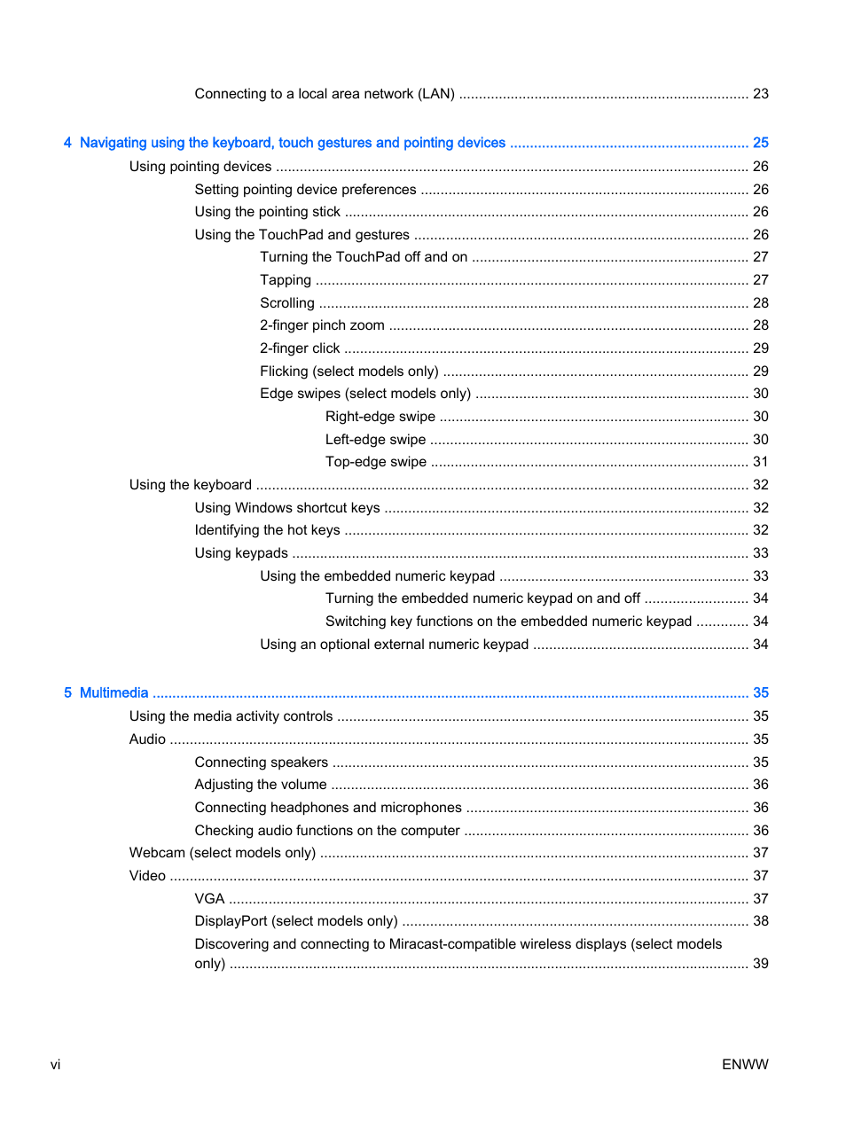 HP EliteBook 725 G2 Notebook PC User Manual | Page 6 / 114