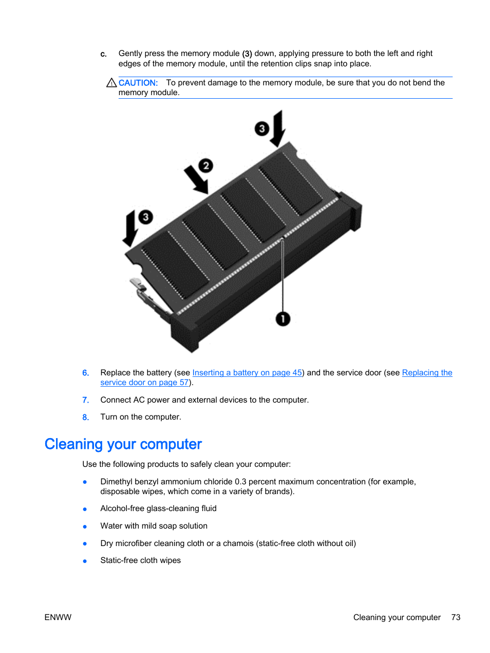 Cleaning your computer | HP EliteBook 725 G2 Notebook PC User Manual | Page 83 / 114