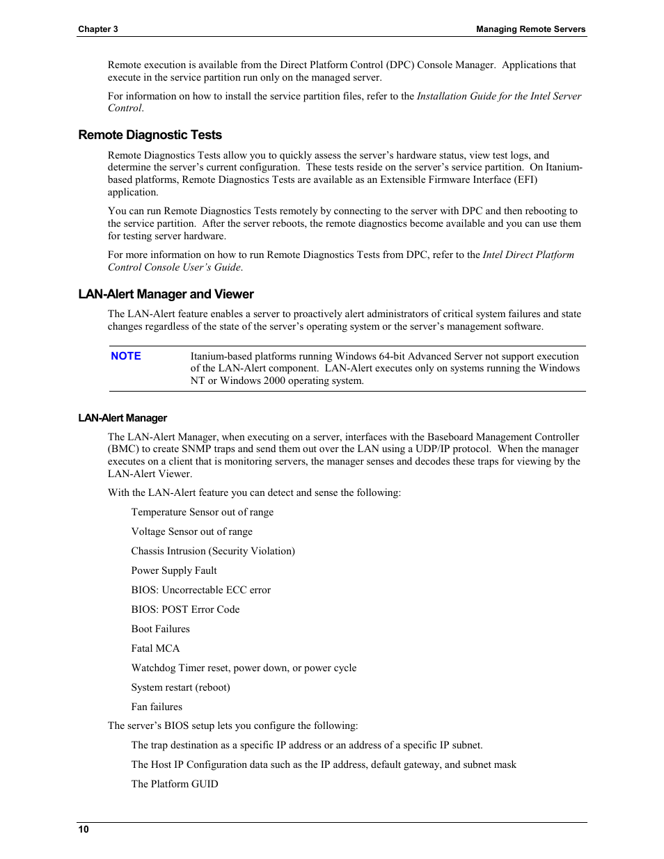 Remote diagnostic tests, Lan-alert manager and viewer | HP Integrity rx4610 Server User Manual | Page 14 / 25
