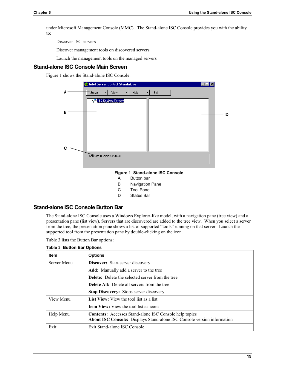 Stand-alone isc console main screen, Stand-alone isc console button bar | HP Integrity rx4610 Server User Manual | Page 23 / 25