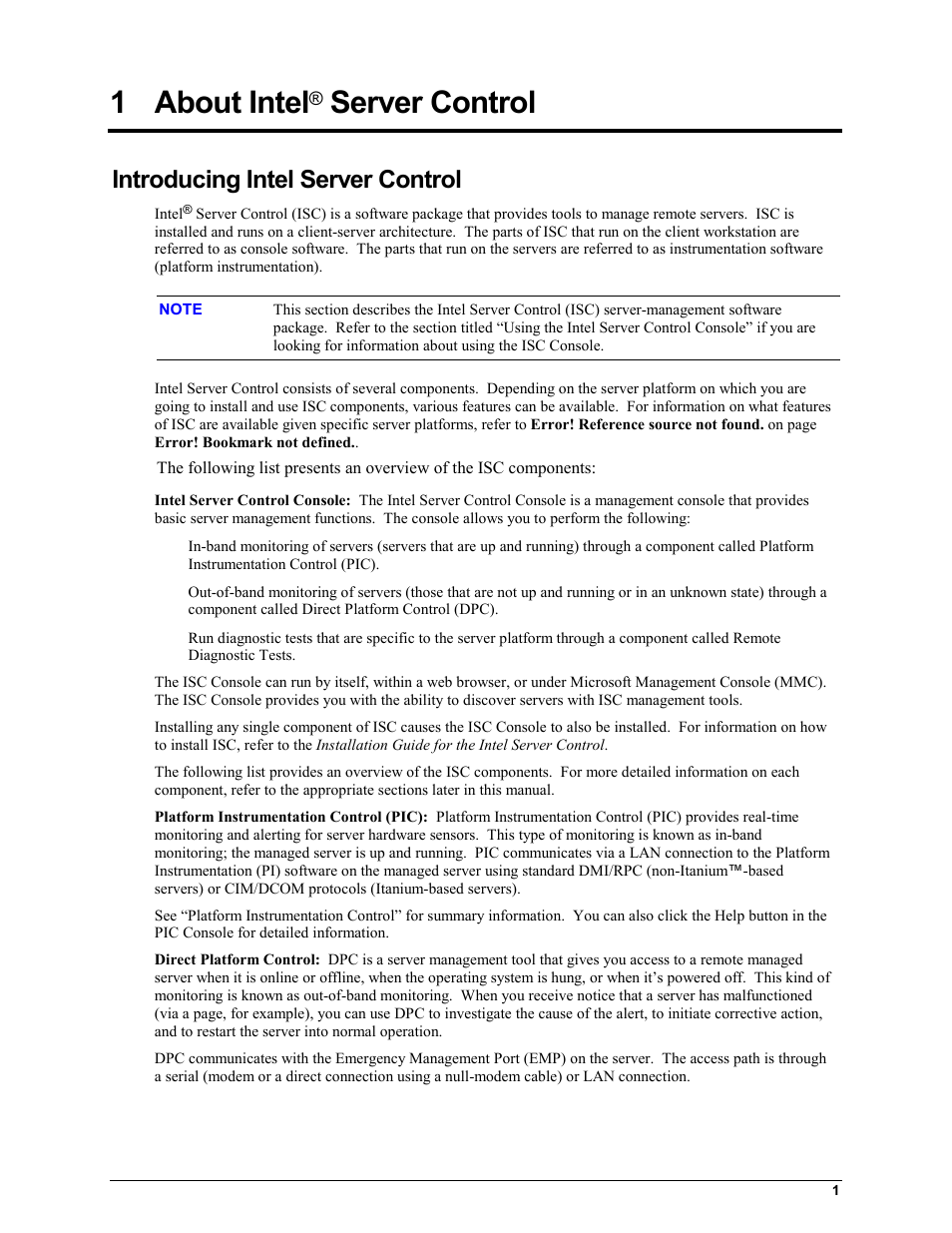 1 about intel® server control, Introducing intel server control, About intel | Server control, 1 about intel | HP Integrity rx4610 Server User Manual | Page 5 / 25