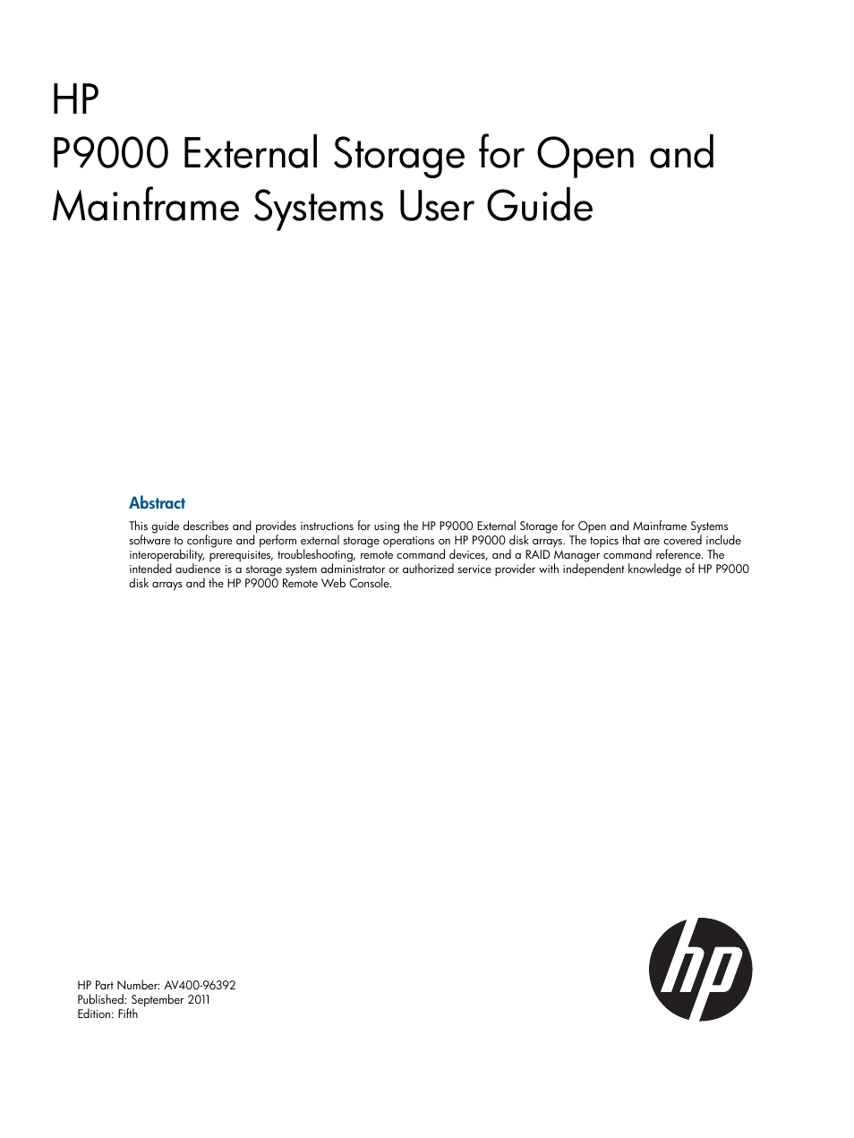 HP XP P9500 Storage User Manual | 133 pages