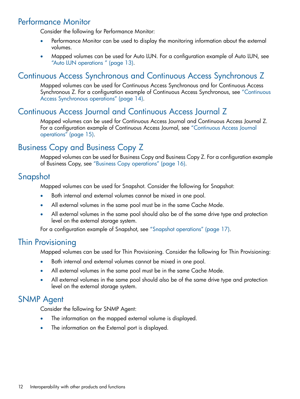 Performance monitor, Business copy and business copy z, Snapshot | Thin provisioning, Snmp agent | HP XP P9500 Storage User Manual | Page 12 / 133