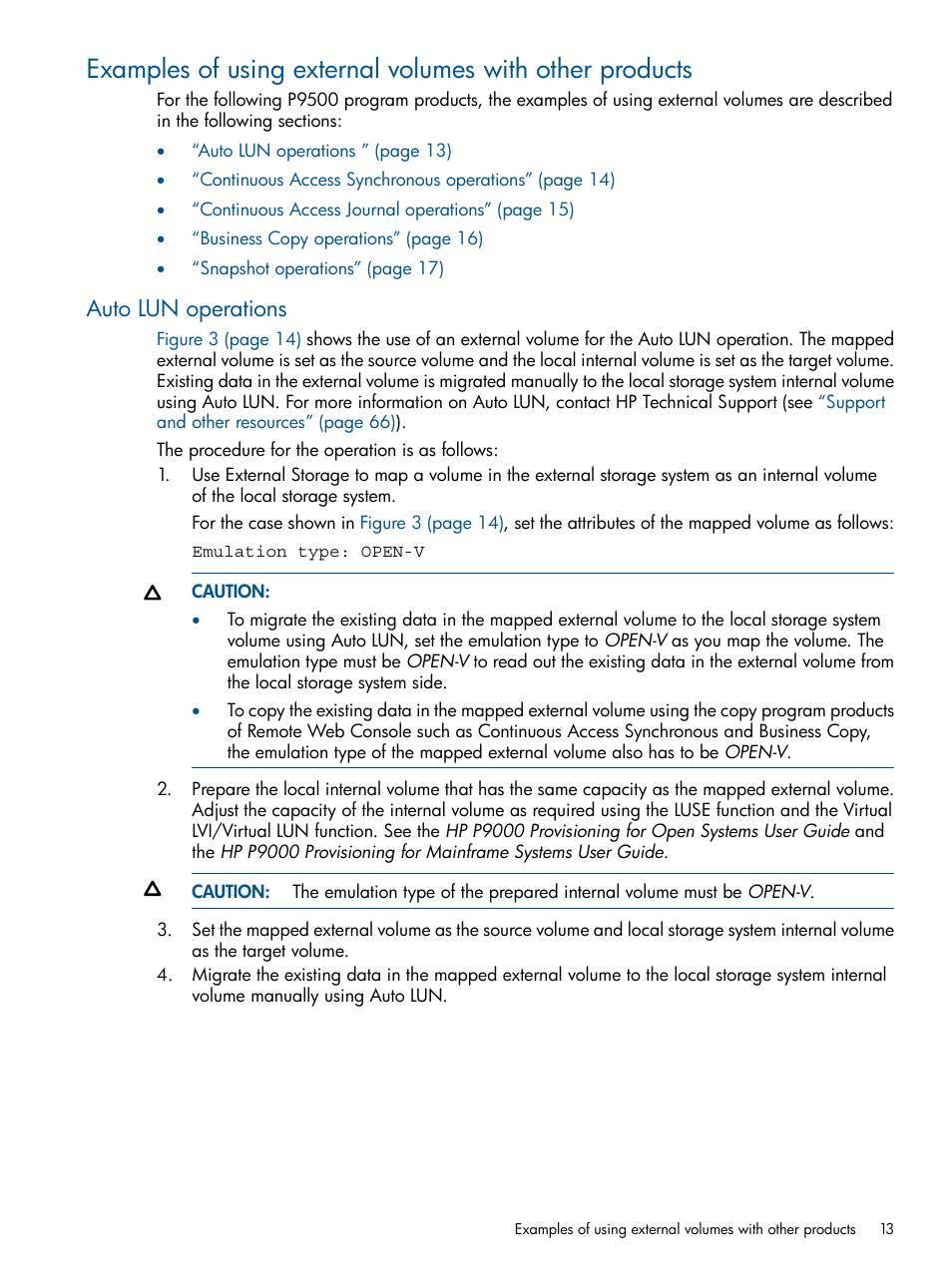 Auto lun operations | HP XP P9500 Storage User Manual | Page 13 / 133