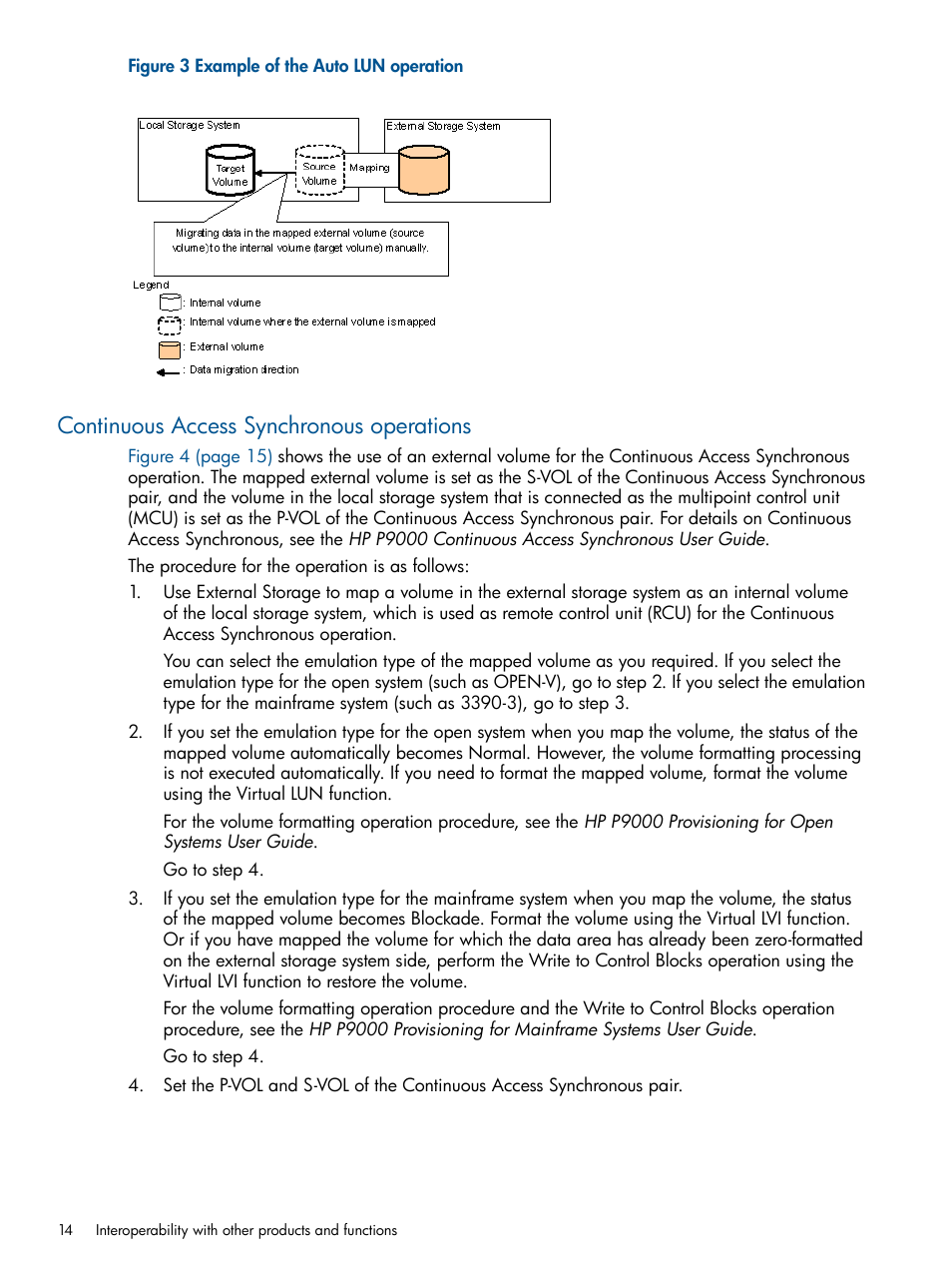 Continuous access synchronous operations, Continuous | HP XP P9500 Storage User Manual | Page 14 / 133