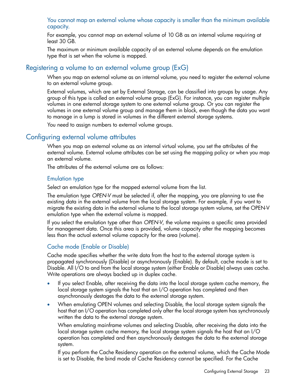 Configuring external volume attributes, Registering a volume to an external, Configuring external volume | HP XP P9500 Storage User Manual | Page 23 / 133