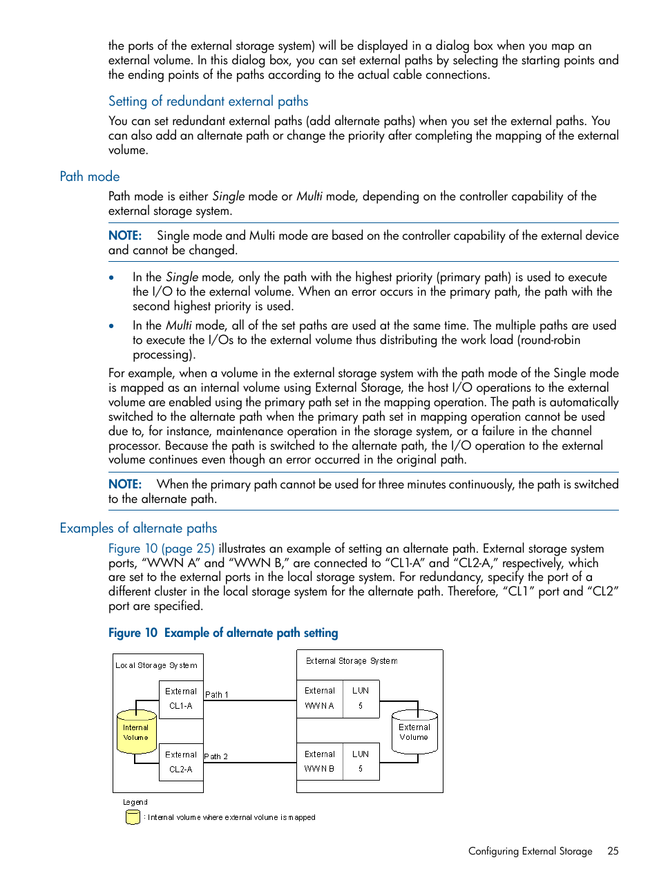 Path mode, Examples of alternate paths, Path mode examples of alternate paths | HP XP P9500 Storage User Manual | Page 25 / 133