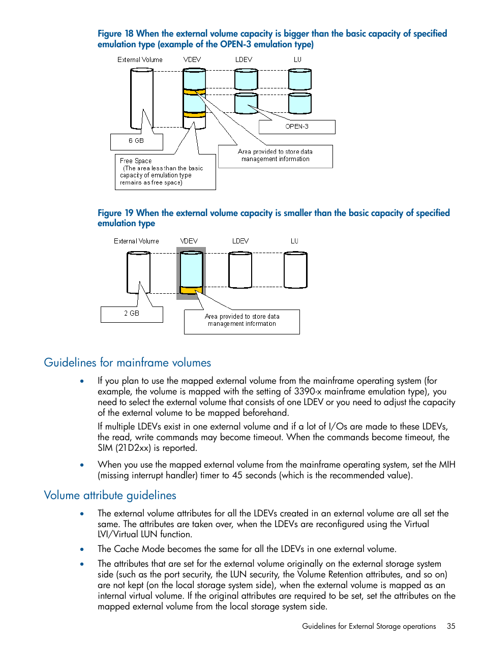 Guidelines for mainframe volumes, Volume attribute guidelines | HP XP P9500 Storage User Manual | Page 35 / 133