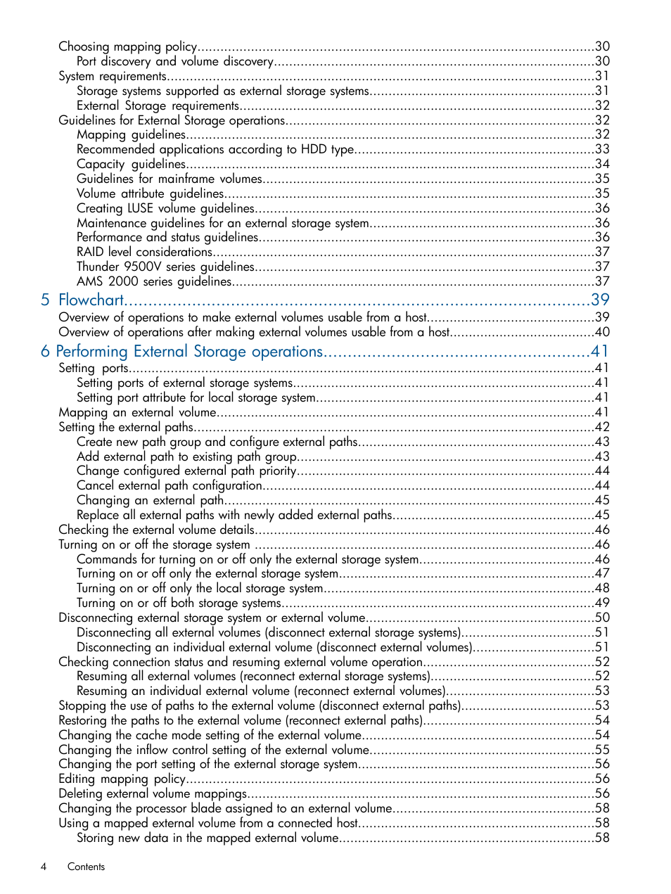 5 flowchart, 6 performing external storage operations | HP XP P9500 Storage User Manual | Page 4 / 133