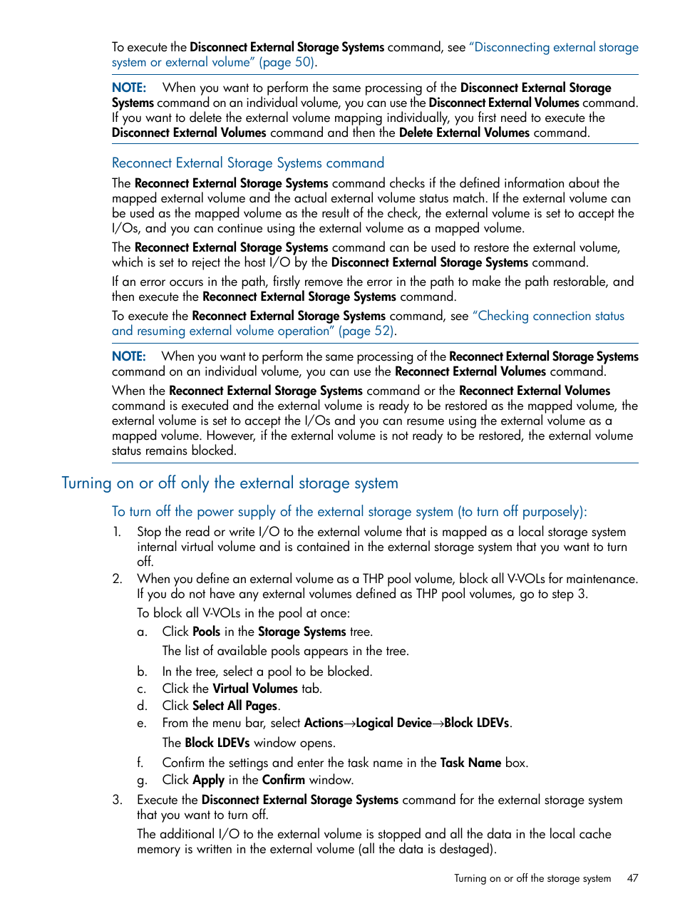 Turning on or off only the external storage system | HP XP P9500 Storage User Manual | Page 47 / 133