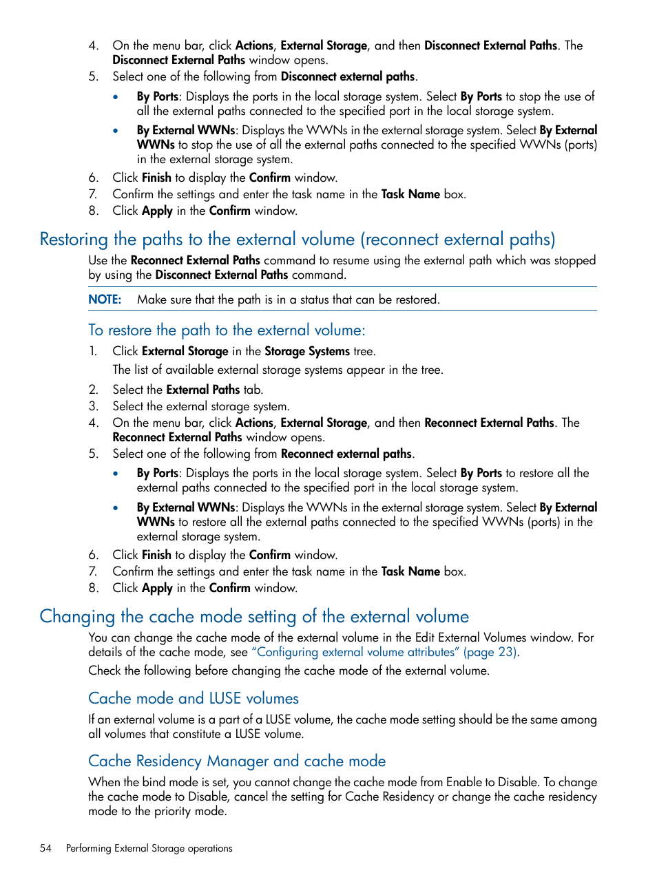 Cache mode and luse volumes, Cache residency manager and cache mode | HP XP P9500 Storage User Manual | Page 54 / 133