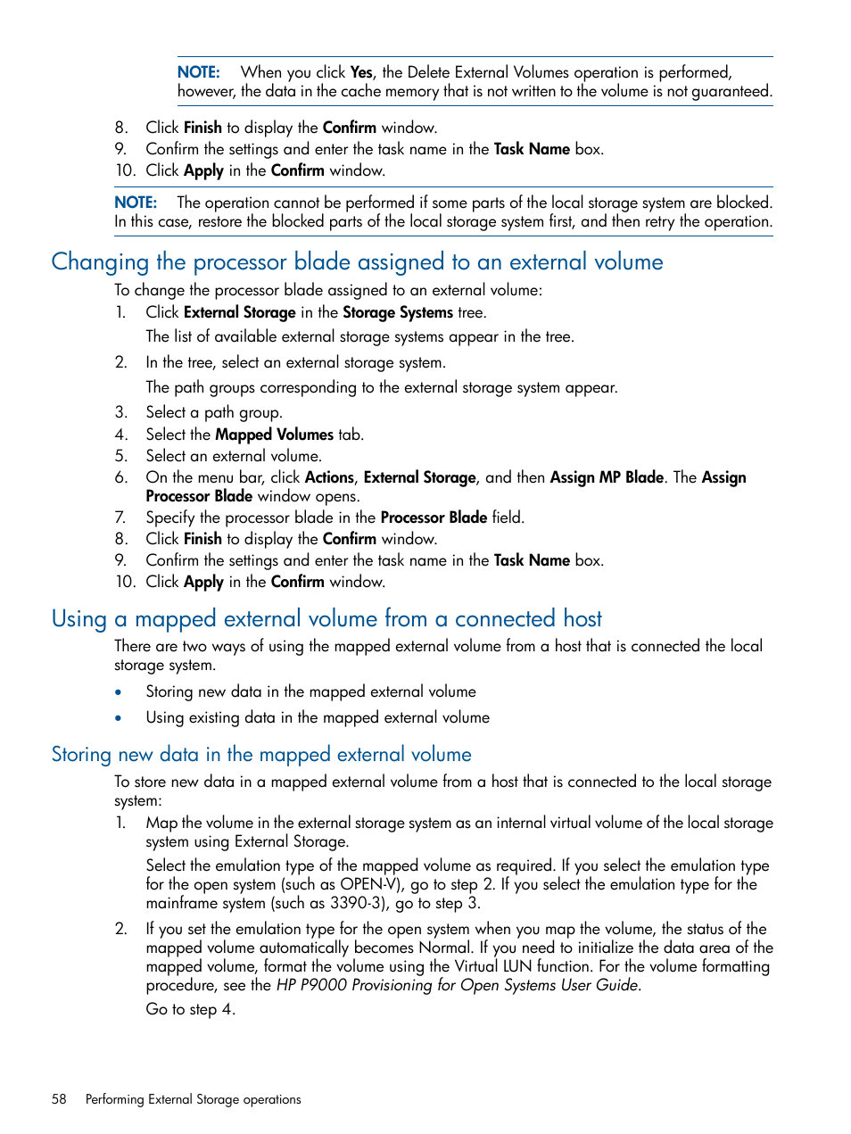 Storing new data in the mapped external volume | HP XP P9500 Storage User Manual | Page 58 / 133