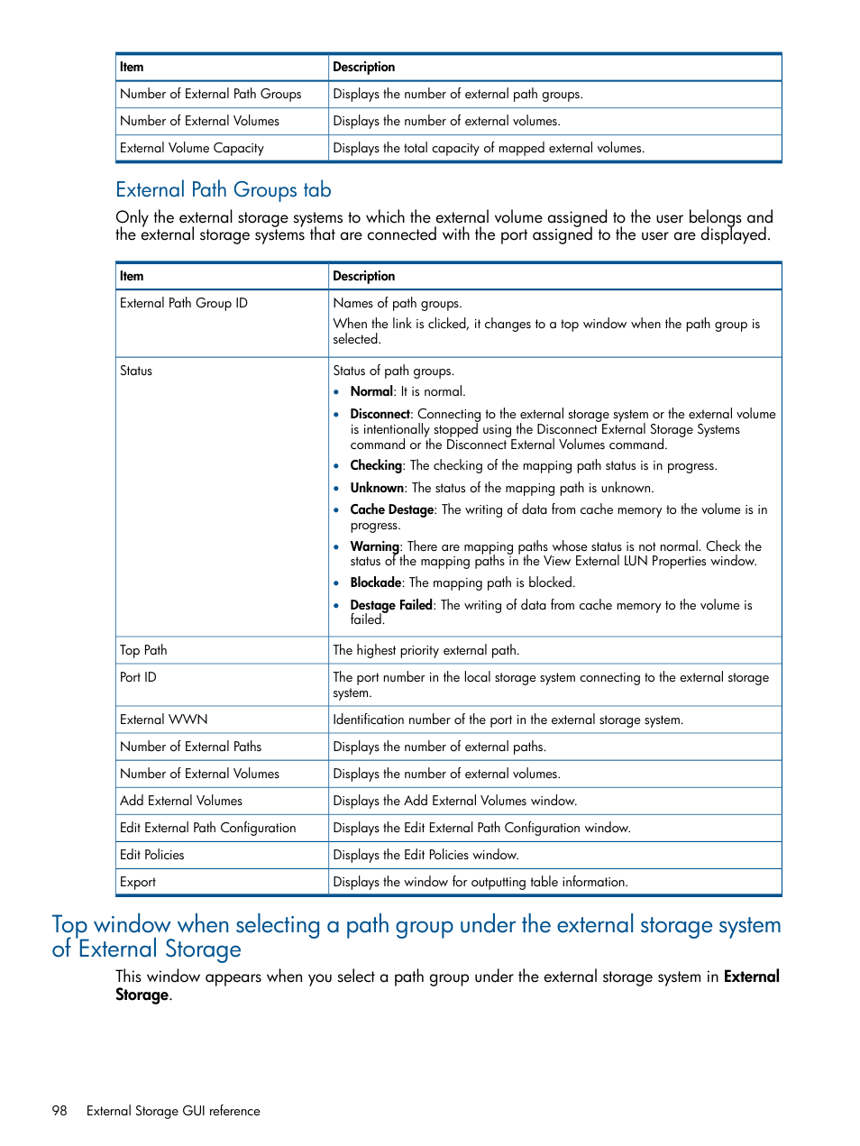 External path groups tab | HP XP P9500 Storage User Manual | Page 98 / 133