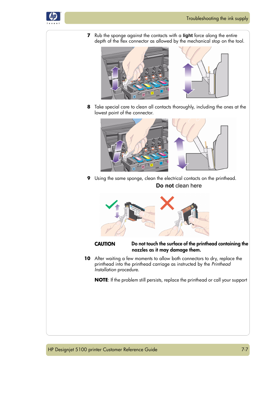 Do not clean here | HP Designjet 5100 Printer series User Manual | Page 103 / 123