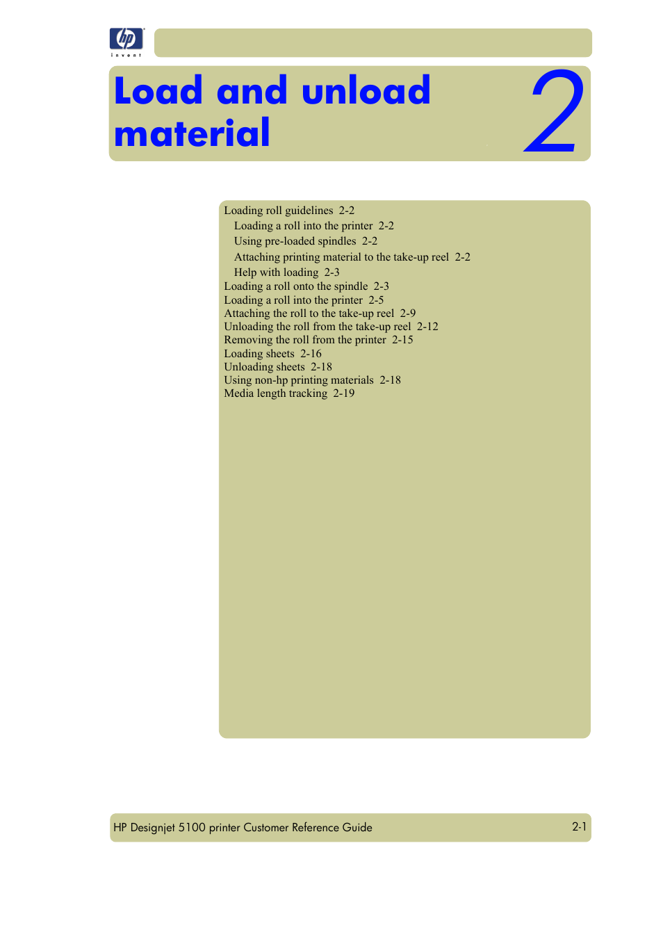 Load and unload material | HP Designjet 5100 Printer series User Manual | Page 25 / 123