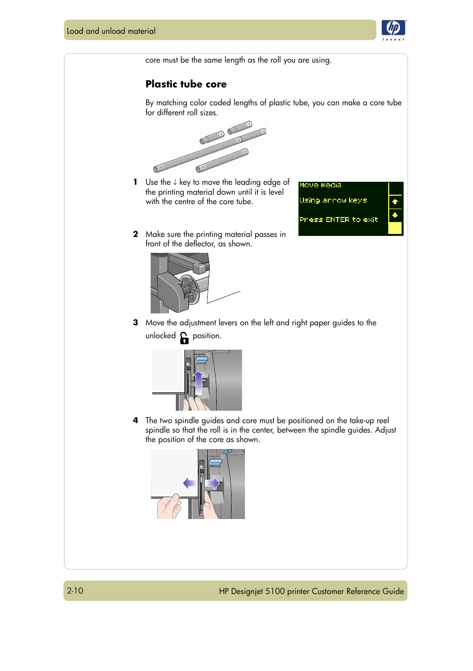 Plastic tube core | HP Designjet 5100 Printer series User Manual | Page 34 / 123