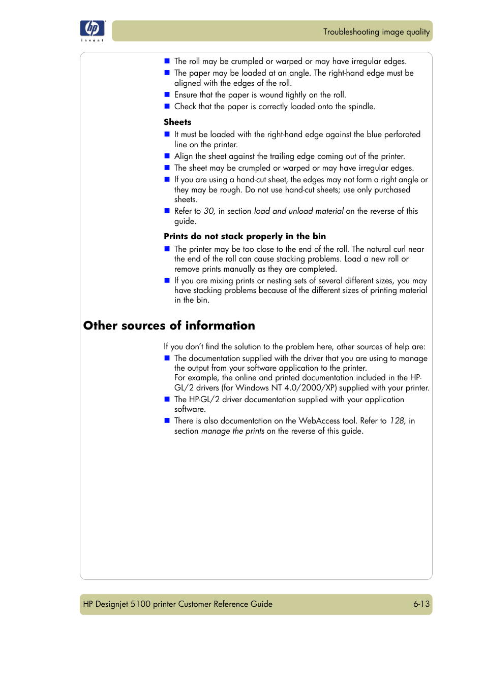 Other sources of information | HP Designjet 5100 Printer series User Manual | Page 95 / 123