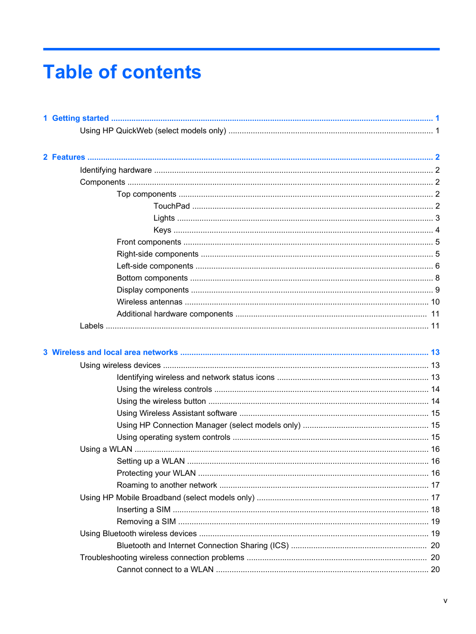 HP Pavilion dm3-2010us Entertainment Notebook PC User Manual | Page 5 / 95