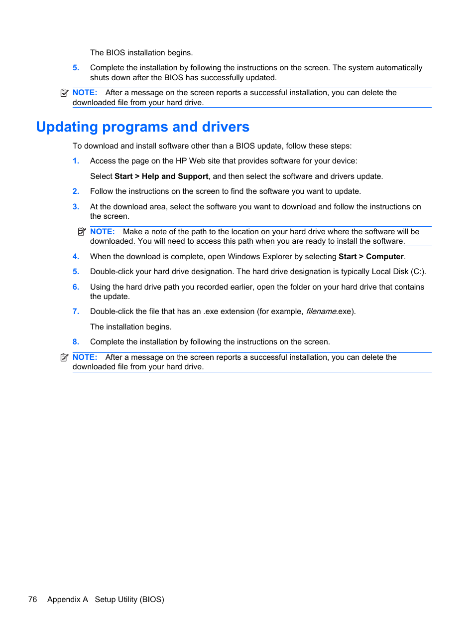 Updating programs and drivers | HP Pavilion dm3-2010us Entertainment Notebook PC User Manual | Page 86 / 95