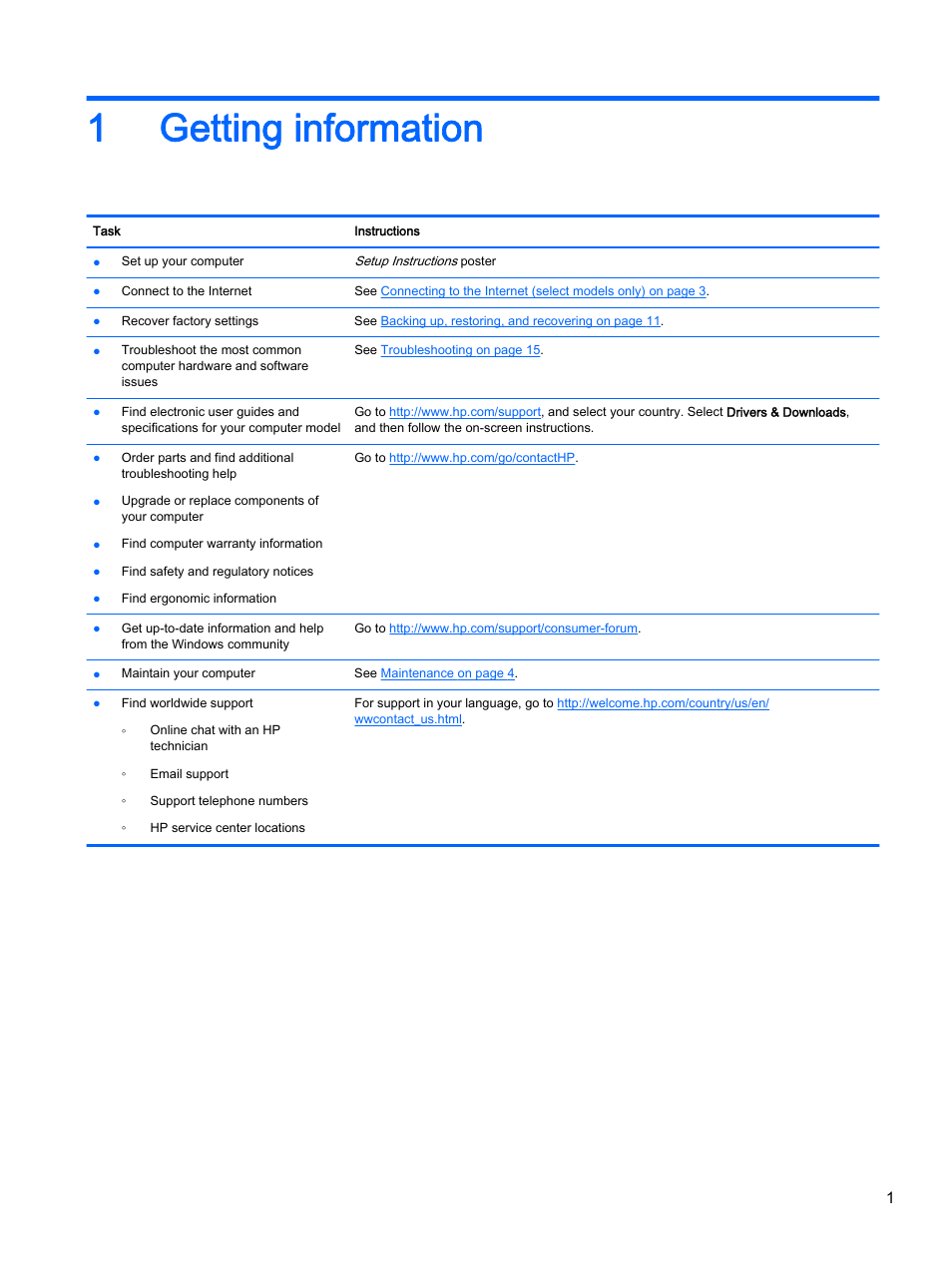 Getting information, 1 getting information, 1getting information | HP Classmate Notebook PC User Manual | Page 7 / 25
