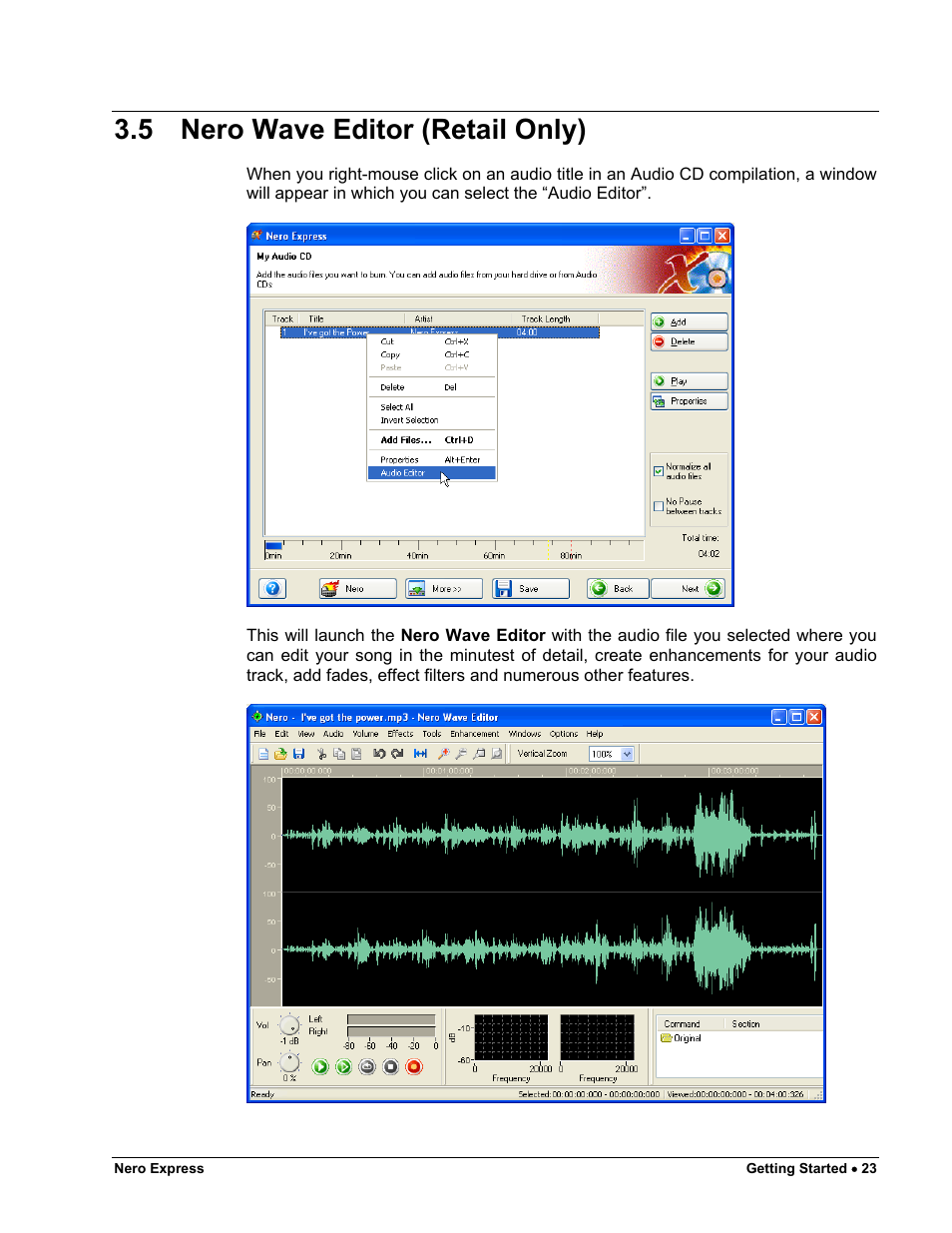 Nero wave editor (retail only), 5 nero wave editor (retail only) | HP CD52 External CD-Writer Series User Manual | Page 23 / 117