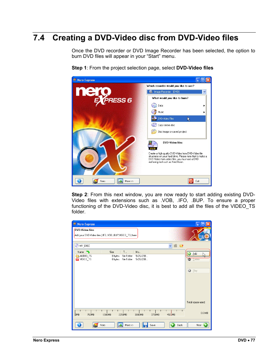 Creating a dvd-video disc from dvd-video files, 4 creating a dvd-video disc from dvd-video files | HP CD52 External CD-Writer Series User Manual | Page 77 / 117