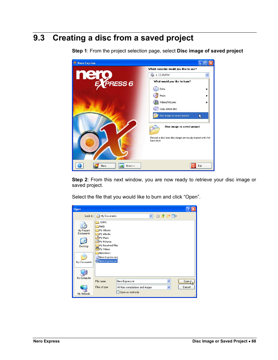 Creating a disc from a saved project, 3 creating a disc from a saved project | HP CD52 External CD-Writer Series User Manual | Page 88 / 117