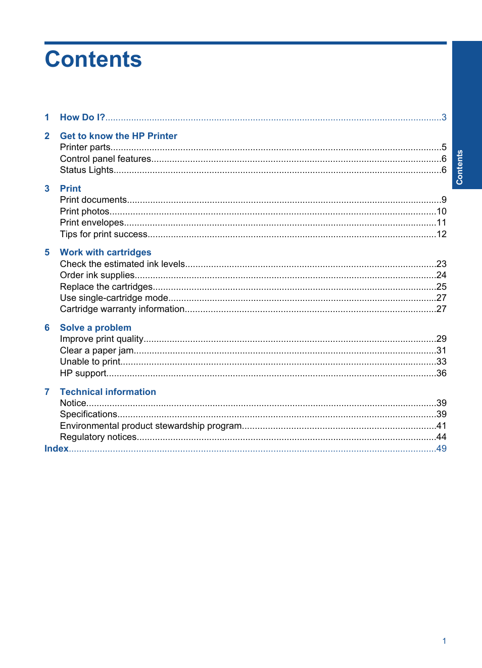 HP Deskjet 2000 Printer - J210a User Manual | Page 3 / 52