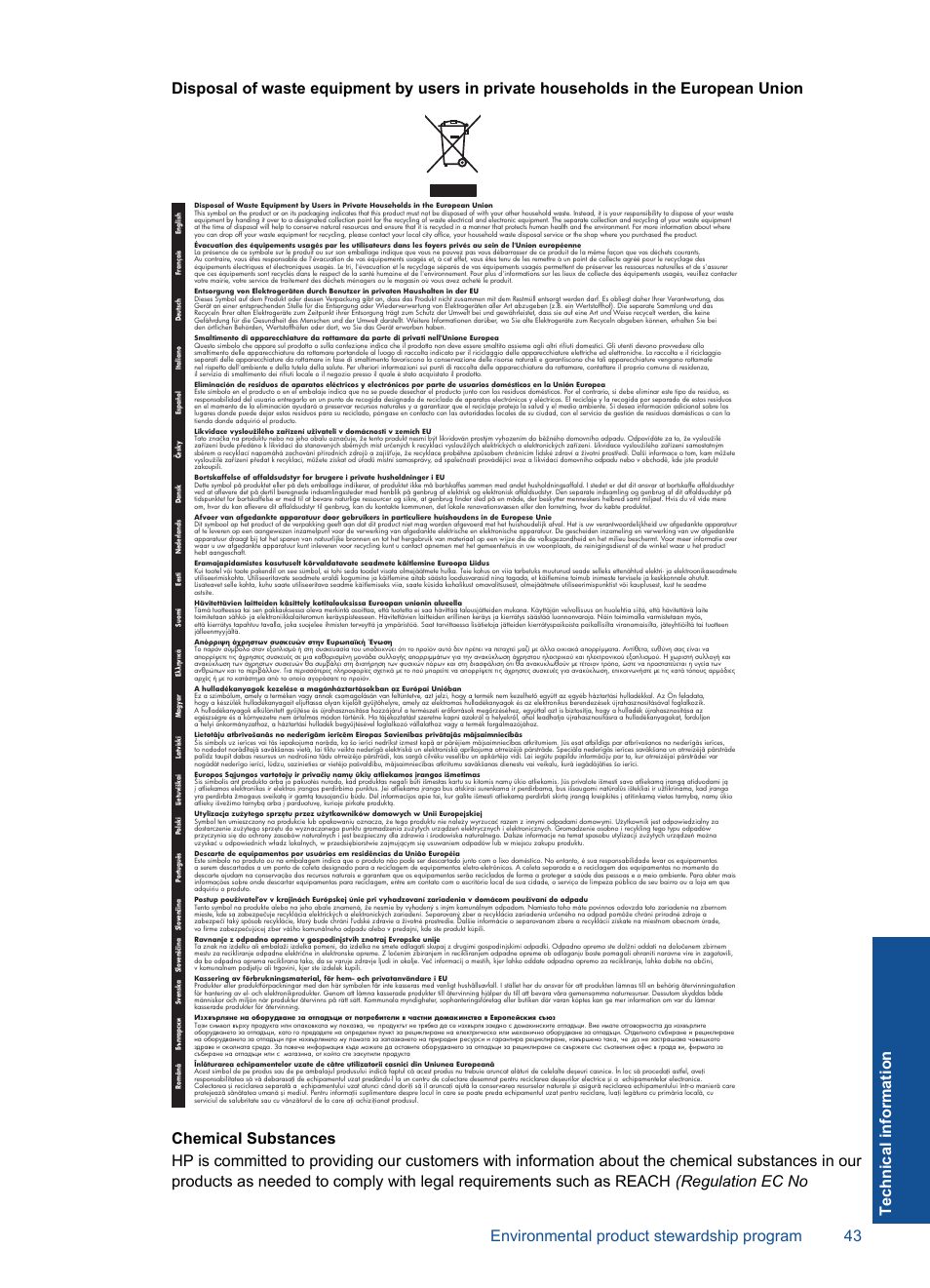 Chemical substances | HP Deskjet 2000 Printer - J210a User Manual | Page 45 / 52