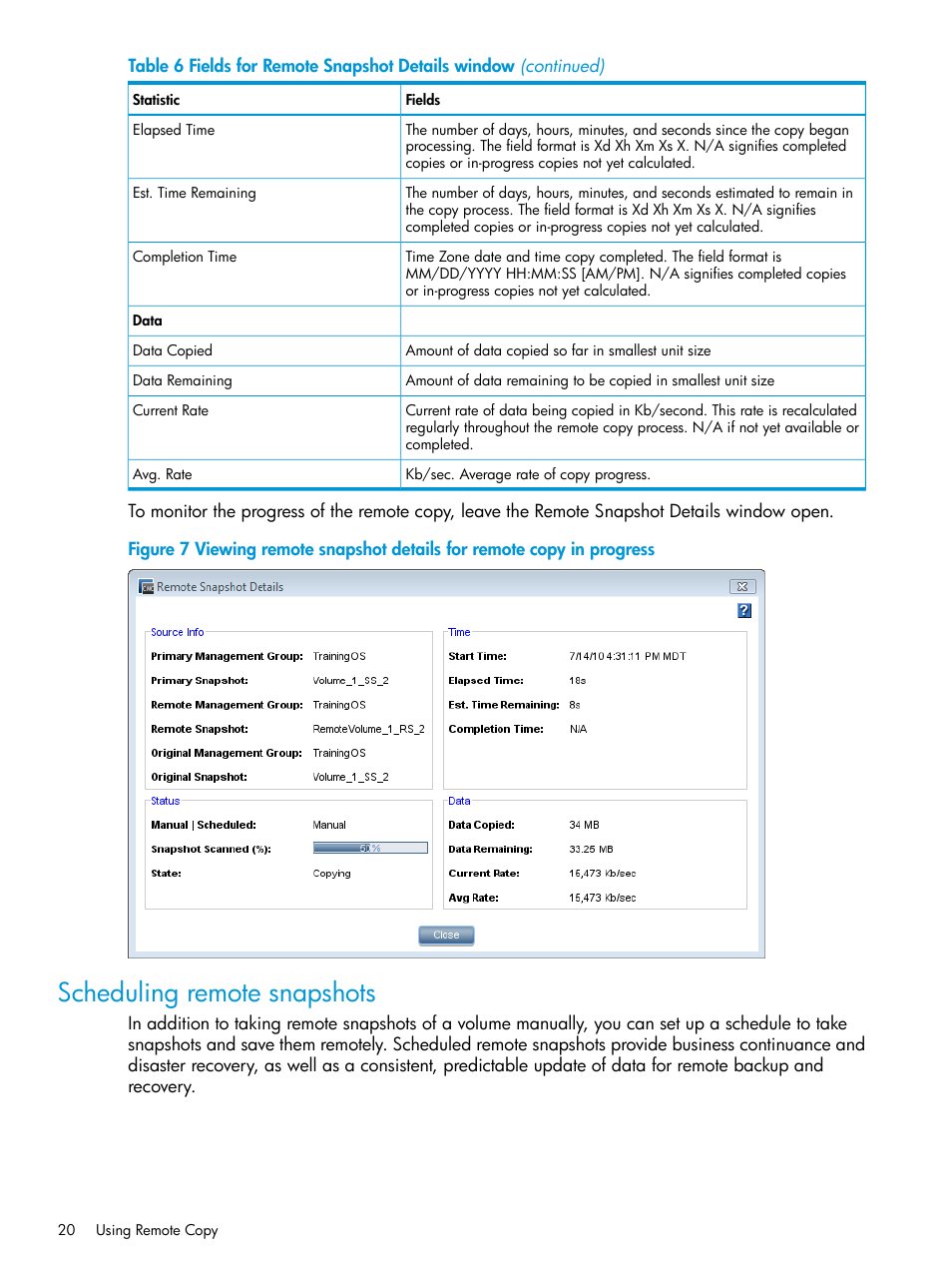 Scheduling remote snapshots | HP StoreVirtual 4000 Storage User Manual | Page 20 / 57