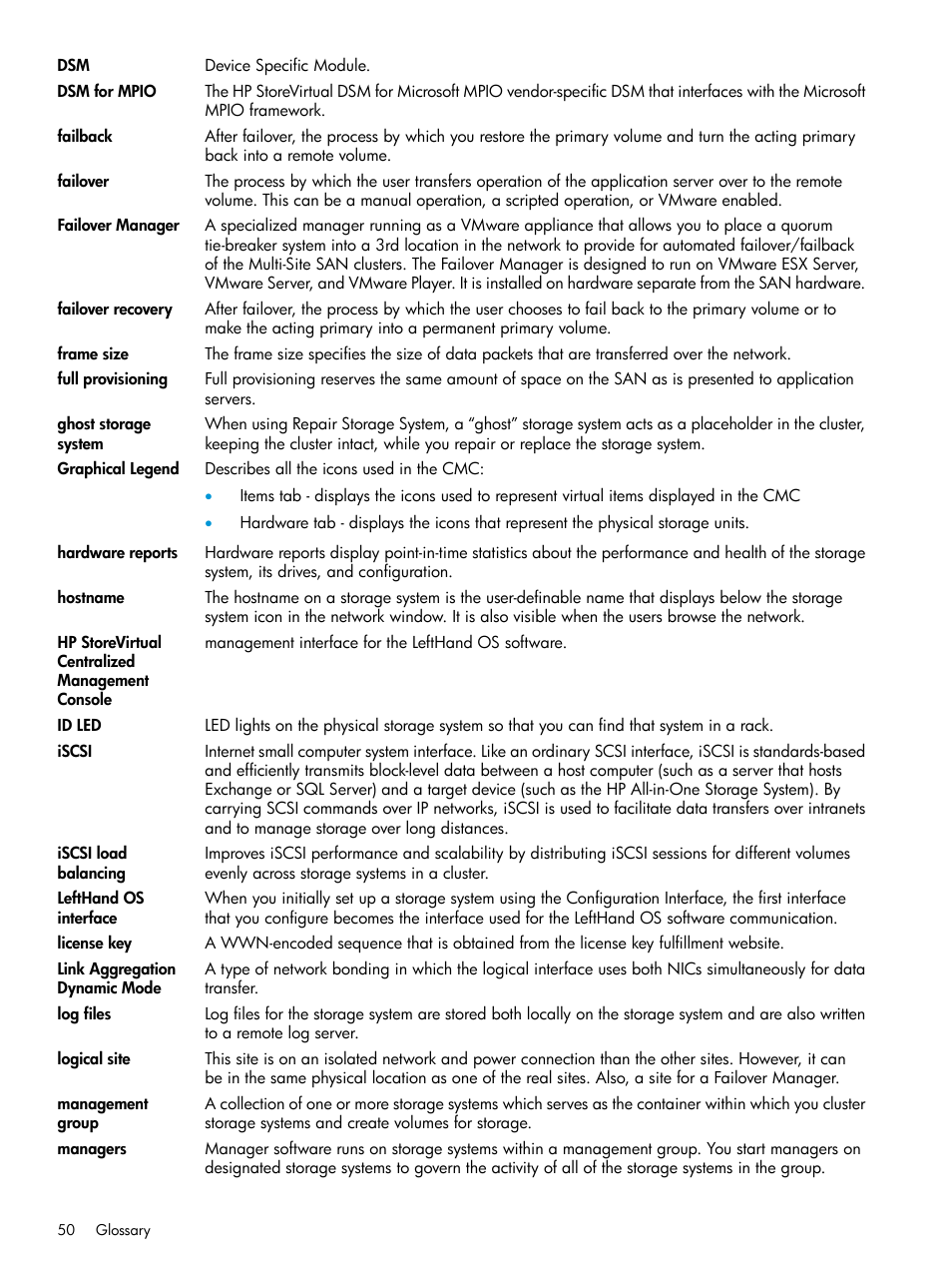 HP StoreVirtual 4000 Storage User Manual | Page 50 / 57