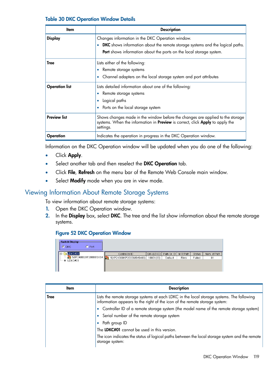 Viewing information about remote storage systems | HP StorageWorks XP Remote Web Console Software User Manual | Page 119 / 244