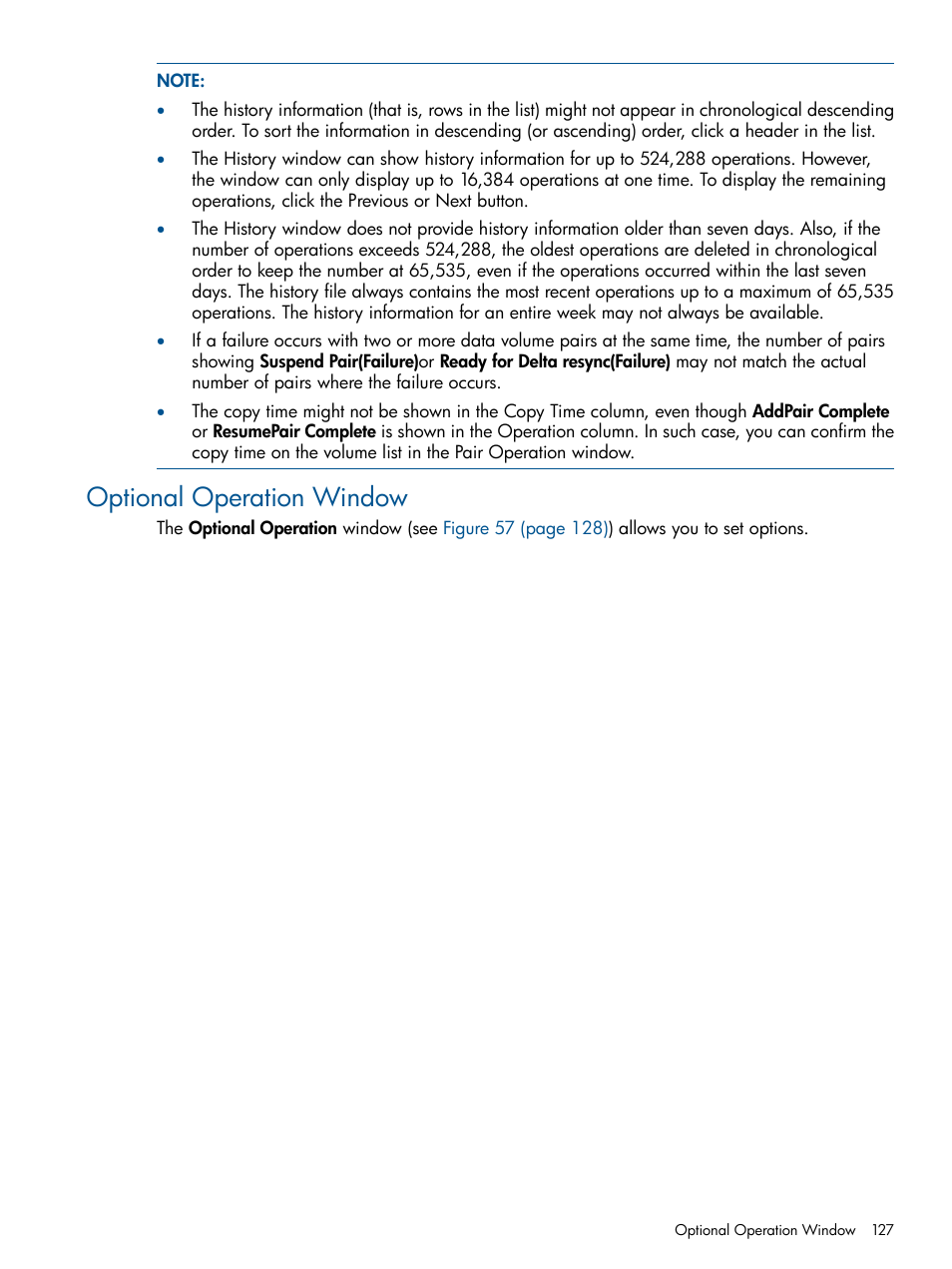 Optional operation window | HP StorageWorks XP Remote Web Console Software User Manual | Page 127 / 244