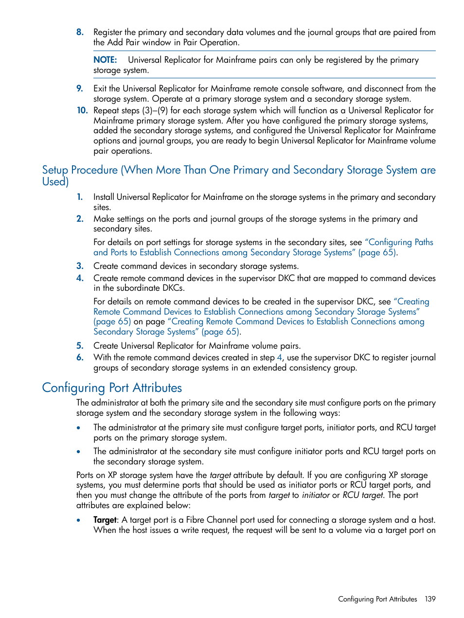 Configuring port attributes | HP StorageWorks XP Remote Web Console Software User Manual | Page 139 / 244