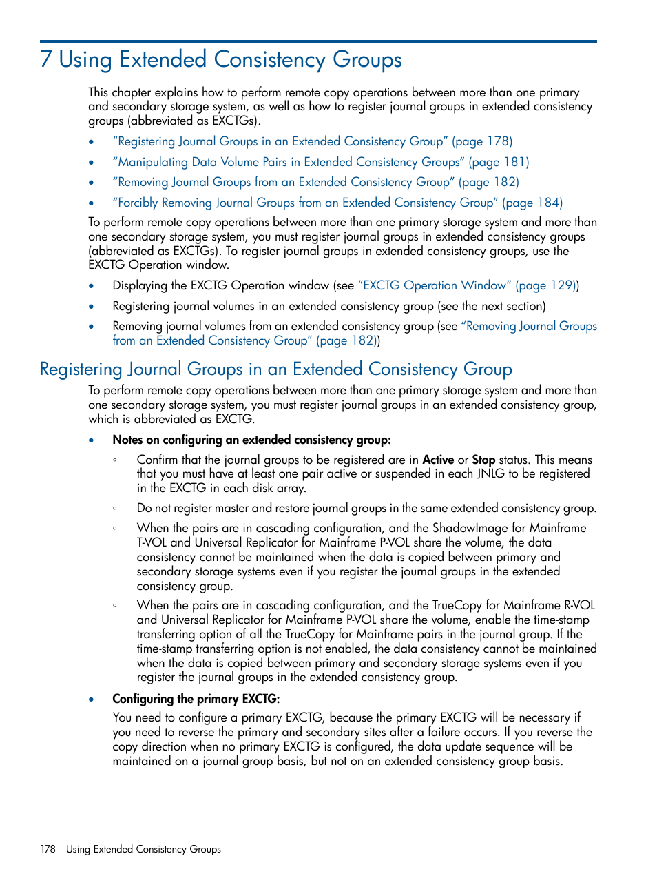 7 using extended consistency groups | HP StorageWorks XP Remote Web Console Software User Manual | Page 178 / 244