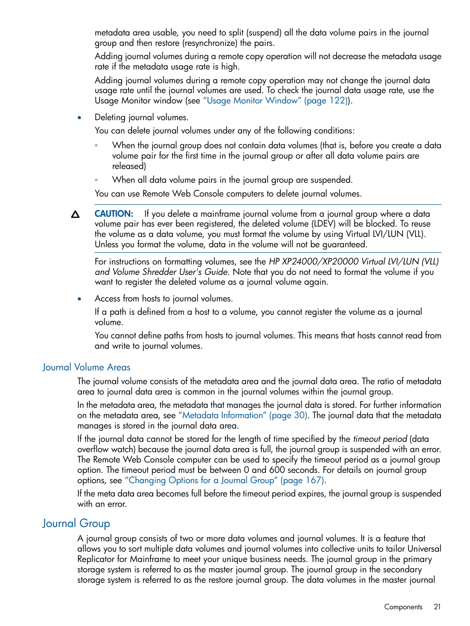 Journal volume areas, Journal group | HP StorageWorks XP Remote Web Console Software User Manual | Page 21 / 244